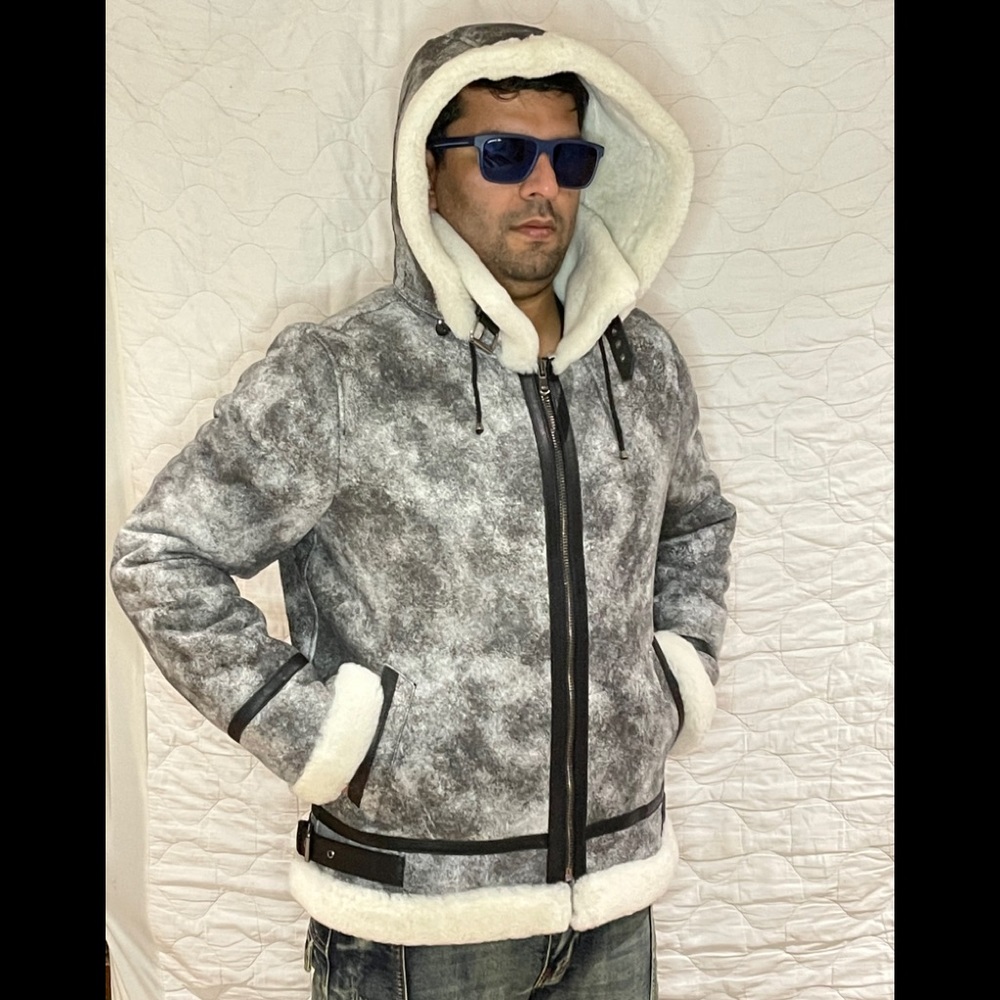 Sheepskin Shearling leather Bomber jacket NWT